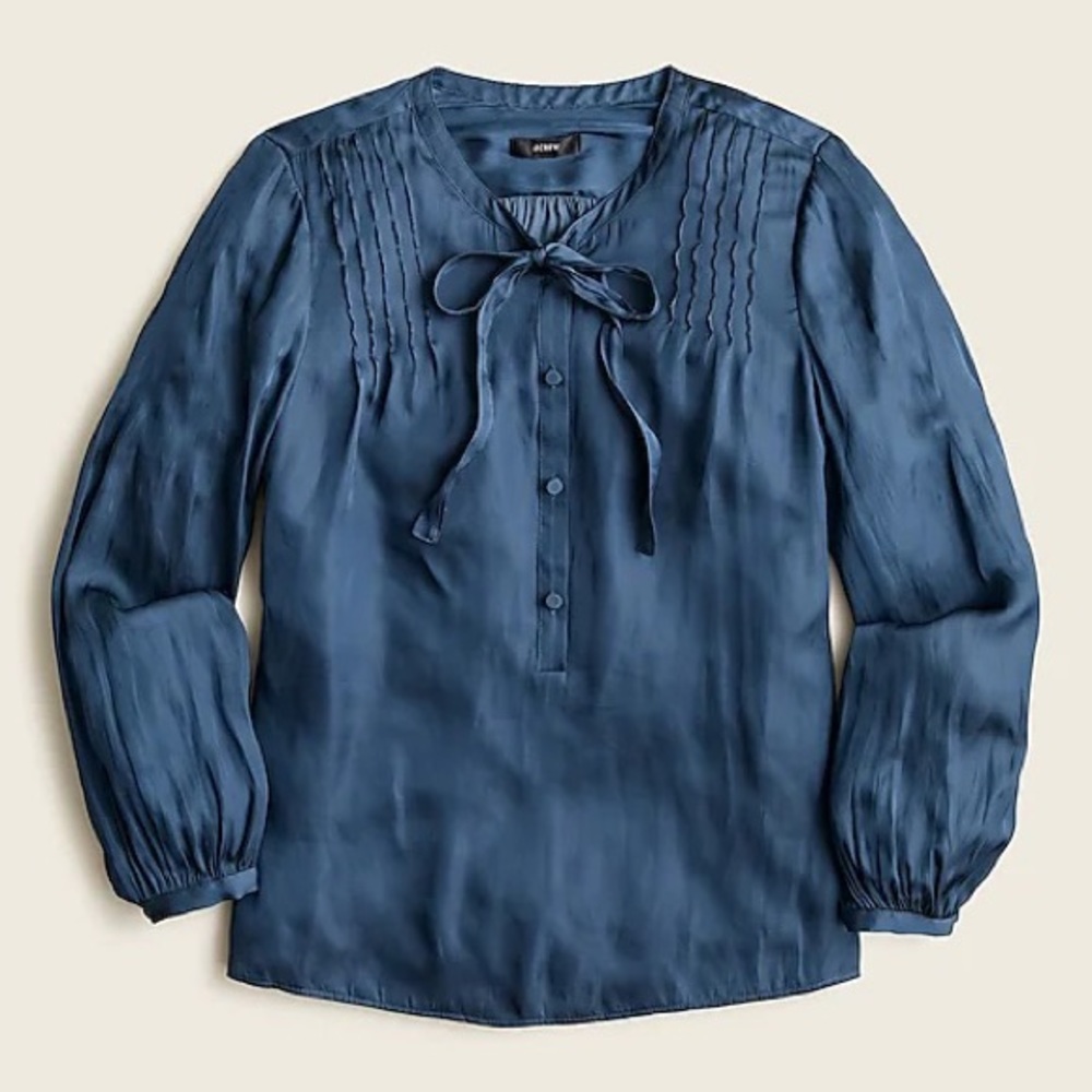 J.Crew NWT Featherweight satin tie-neck top